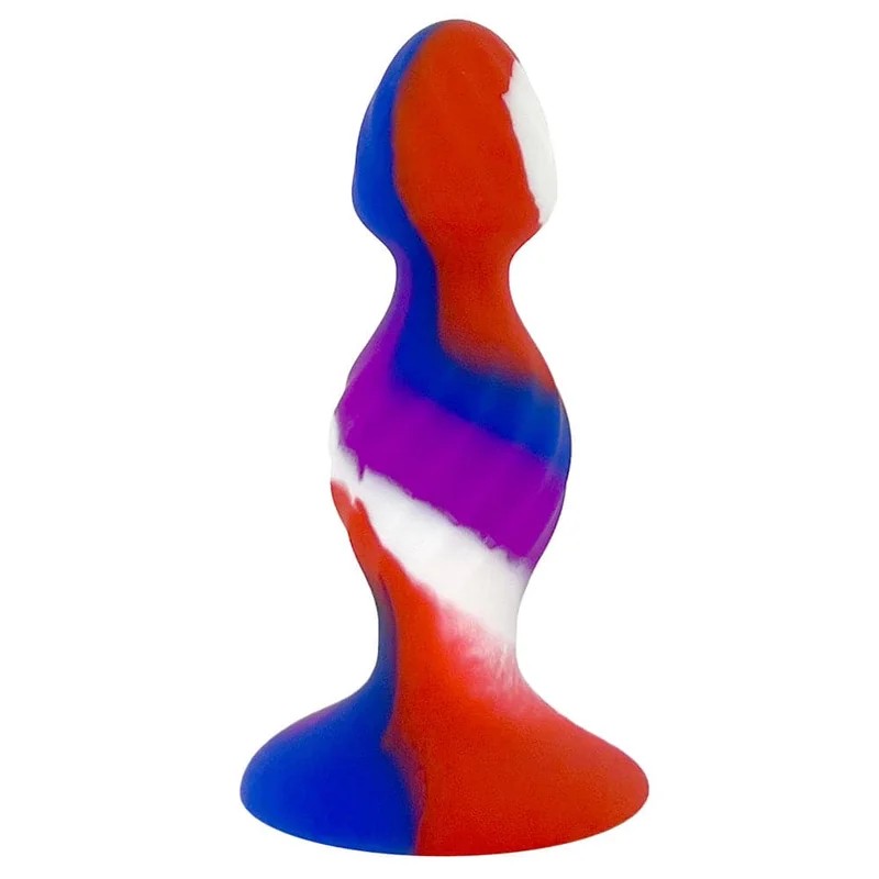 B-PlugSwirlSiliconeButtPlug–DoubleBead–Multi