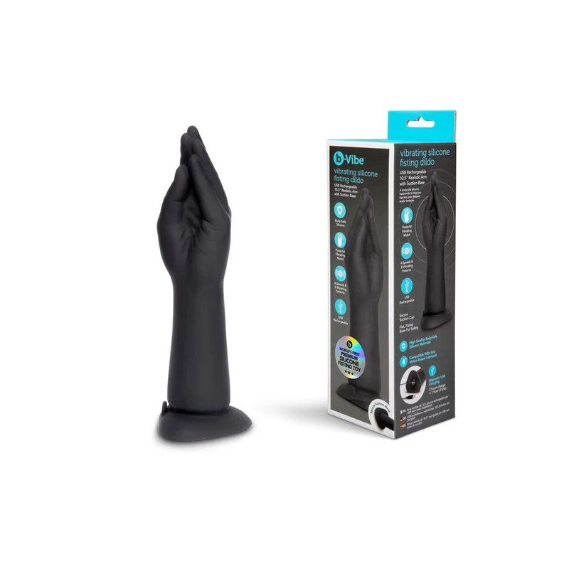B-Vibe–10.5″VibratingSiliconeRealisticHandFistingDildo(Black)