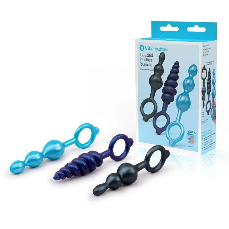 B-Vibe–B-VibeButties“BeadedButtiesBundle”3-PieceAnalPlugSet(MetallicBlue/MetallicBlack)
