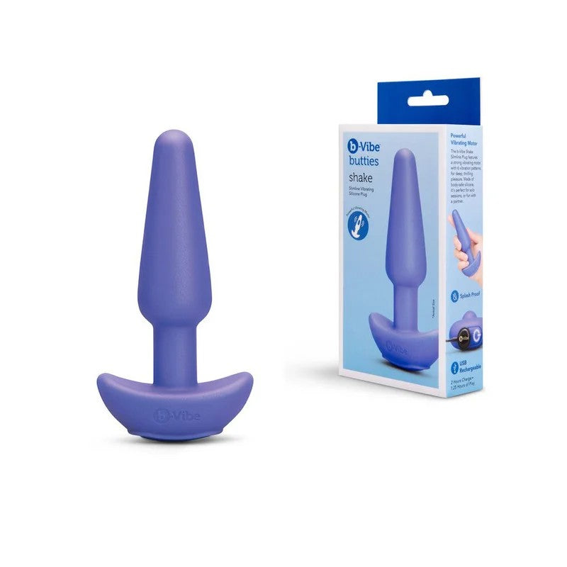 B-Vibe–ButtiesShakeRechargeable5.25″SlimlineVibratingSiliconeAnalPlug(Blue)