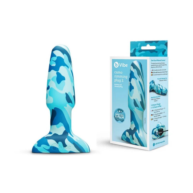 B-Vibe–CamoRimmingAnalPlug2RotatingVibratingPlugRechargeable6″(BlueCamoPrint)