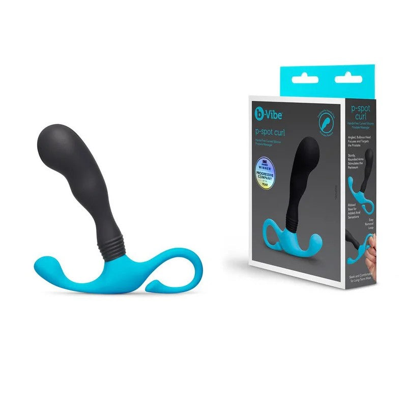 B-Vibe–P-SpotCurlHandsfreeCurvedSiliconeProstateMassager(Black/Blue)