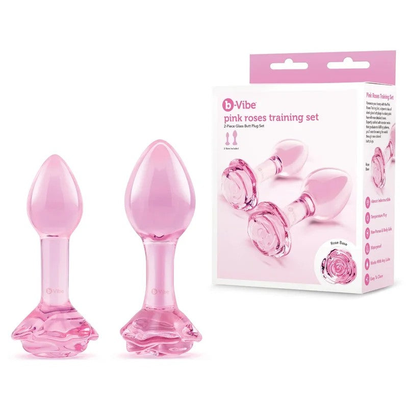 B-Vibe–PinkRosesTrainingSet2-PieceGlassButtPlugs(Pink)