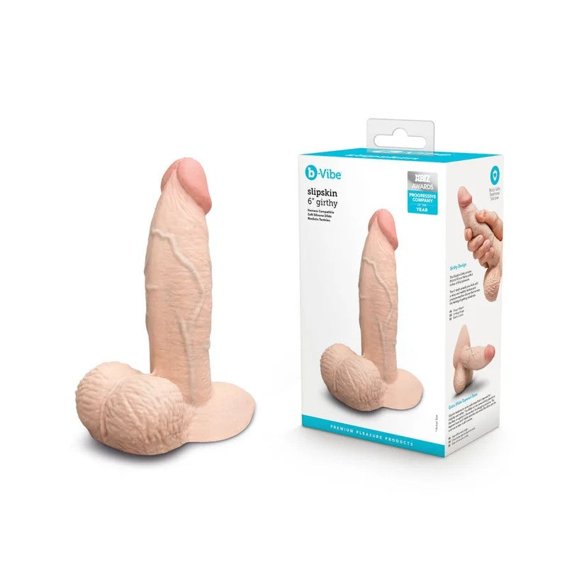 b-Vibe–Slipskin6″GirthyRealisticDongwithBalls(LightFlesh)