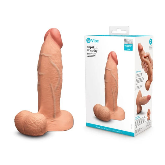 b-Vibe–Slipskin8″GirthyRealisticDongwithBalls(TanFlesh)