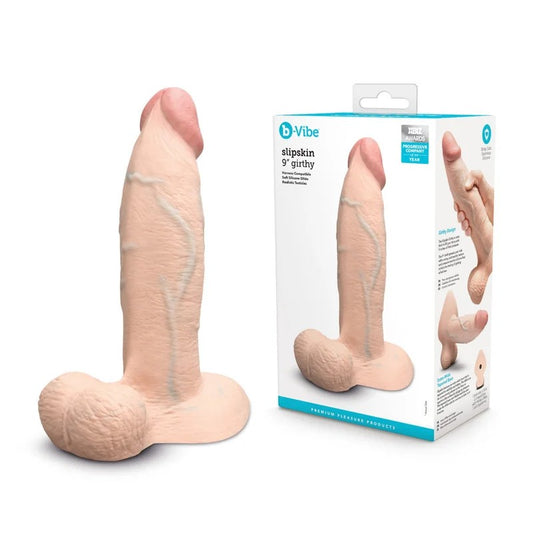 b-Vibe–Slipskin9″GirthyRealisticDongwithBalls(LightFlesh)