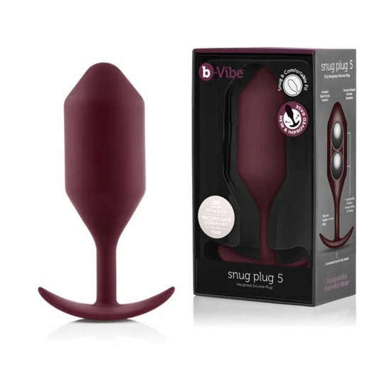 b-Vibe–SnugPlug5WeightedButtPlug(DarkRed)