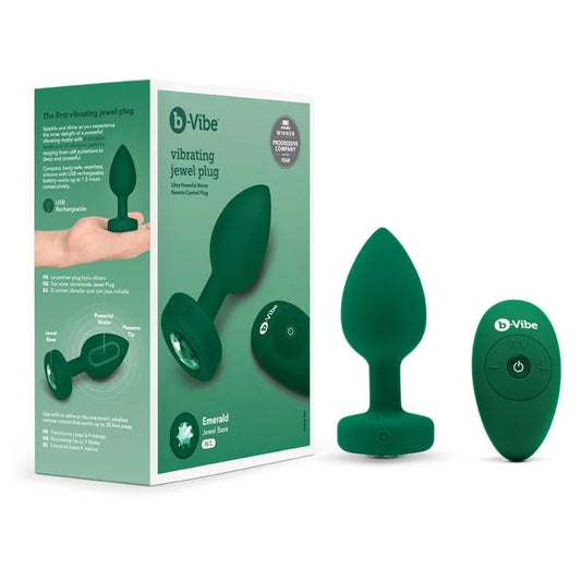 b-vibe–VibratingJewelPlugwithRemote–M/L(GreenEmerald)