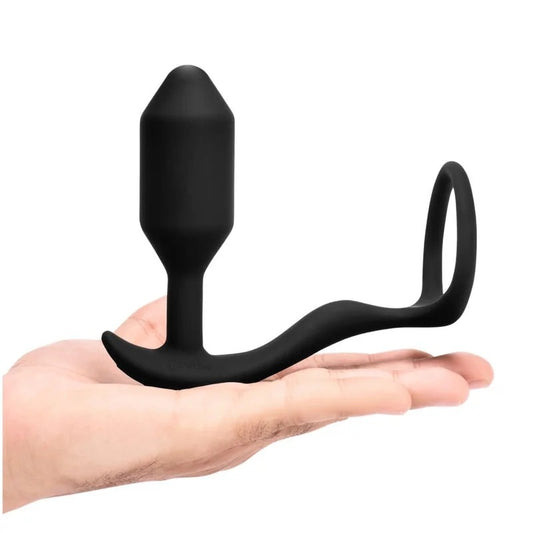 b-VibeVibratingSnug&TugPenisRingButtPlug