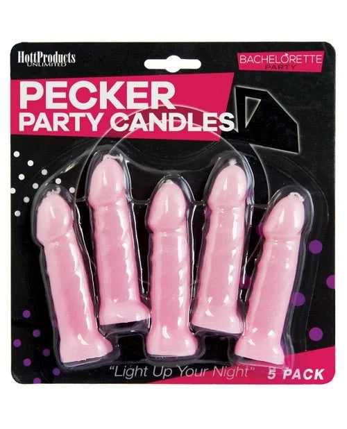 BachelorettePartyPeckerPartyCandles–PinkPackOf5