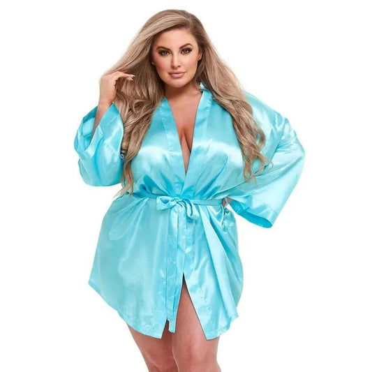 Baci–BabyBlueSatinRobe|XS-3XL