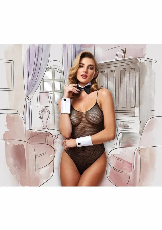 Baci–Dreams4pcFishnetDeluxeTuxedoBunnyTeddy(OneSize)