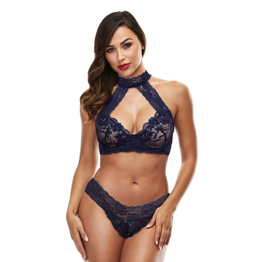 Baci–LaceHalterBikiniSetS/M(Blue)