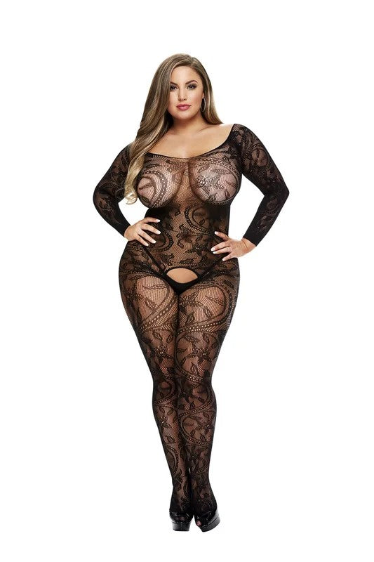 BaciWhiteLabel–LongsleeveCrotchlessBodystockingQueen(Black)