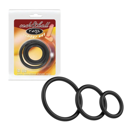 Baile–Cock&BallRings3pcSetRubber(Black)