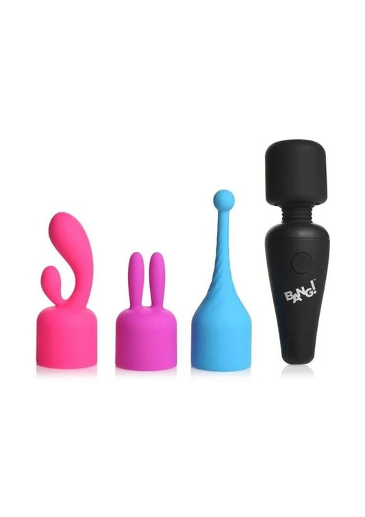 Bang!10xMiniWandSetRechargeableSiliconeVibratorwith3Attachments