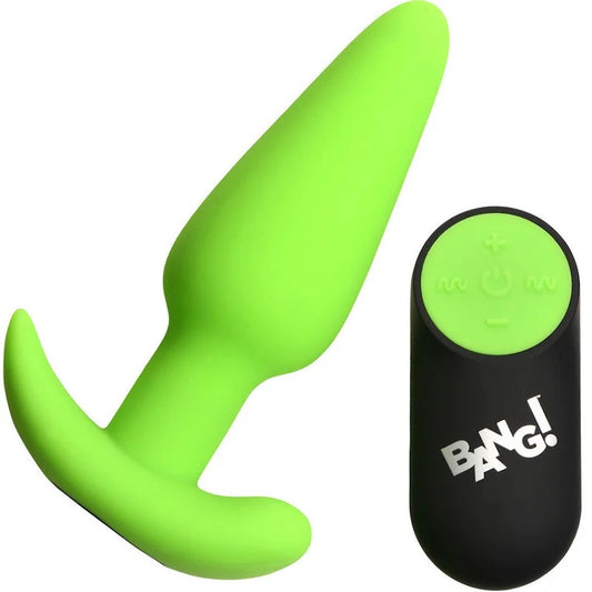 Bang!21xVibratingSiliconeRechargeableButtPlug–RemoteControl–GlowintheDark