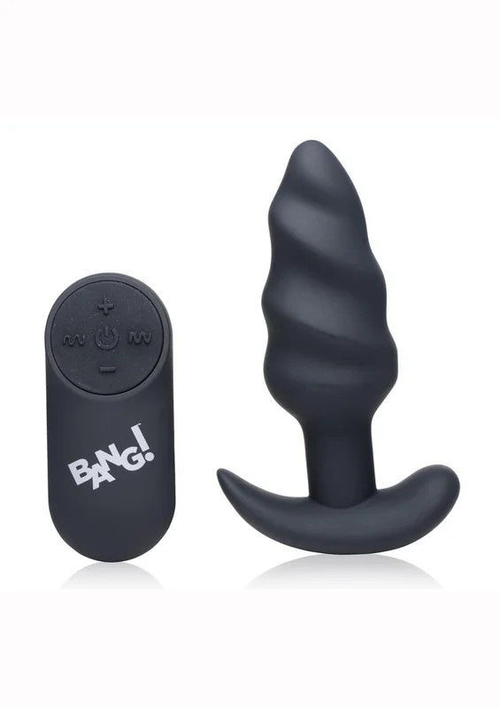 Bang!21xVibratingSiliconeRechargeableSwirlButtPlugwithRemoteControl