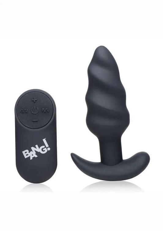 Bang!21xVibratingSiliconeRechargeableSwirlButtPlugwithRemoteControl