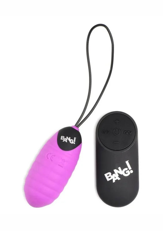 Bang!28xRibbedRechargeableSiliconeEggwithRemoteControl