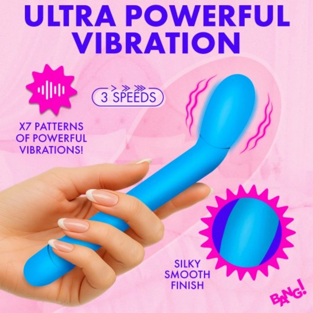 Bang!SlimSiliconeG-SpotVibrator7PatternsVaginalMassagerWithTaperedTip