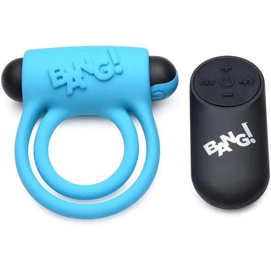 Bang!VibratingSiliconeRechargeableC-Ring–RemoteControl–Blue