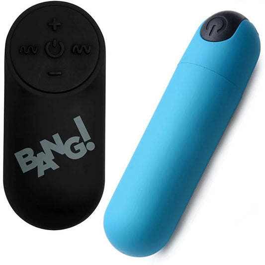 Bang!VibratingSiliconeRechargeableBullet–RemoteControl–Blue