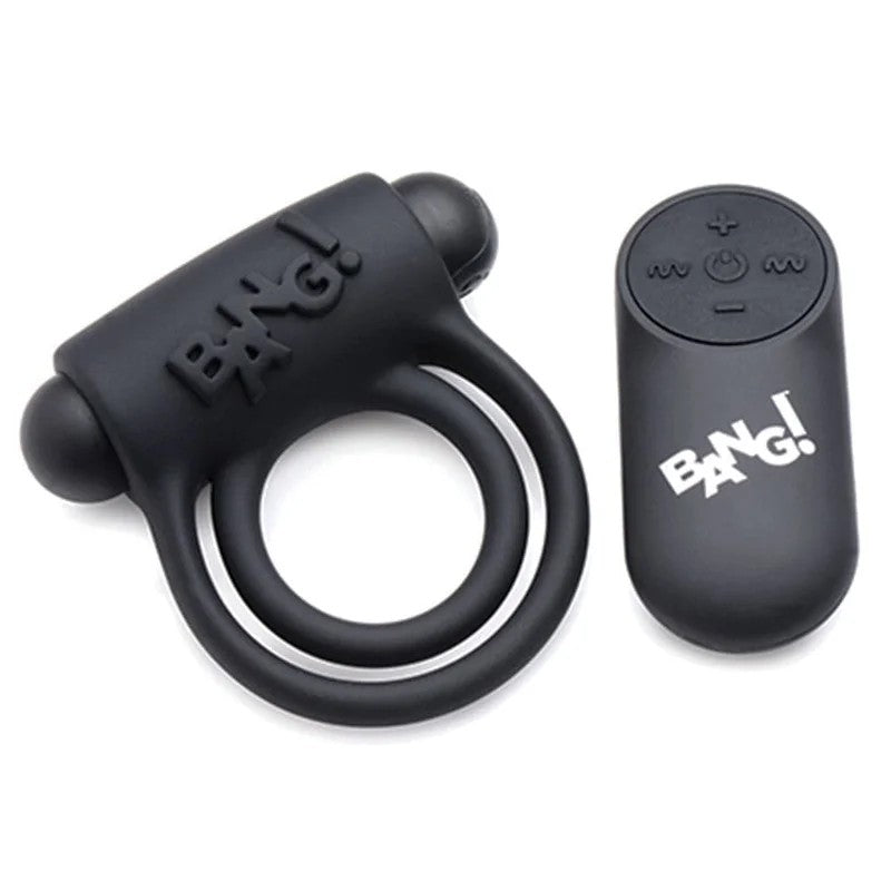 Bang!VibratingSiliconeRechargeableC-Ring–RemoteControl–Black