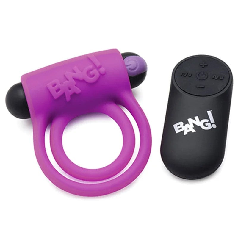 Bang!VibratingSiliconeRechargeableC-Ring–RemoteControl–Purple