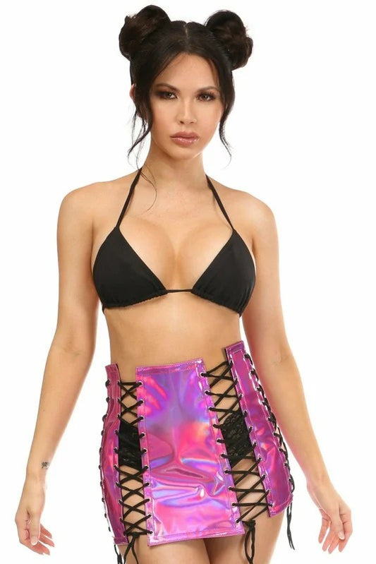 BarbieStyleFuchsiaHoloLace-UpSkirtbyDaisyCorsetsinSizeS,M,L,XL,2X,3X,4X,5X,or6X