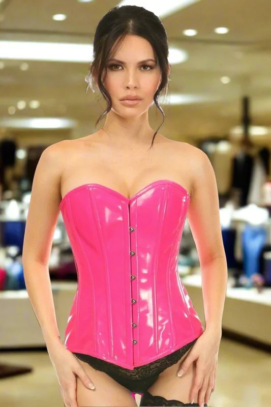 BarbieStyleLavishHotPinkPatentOverbustCorsetbyDaisyCorsetsinSizeS,M,L,XL,2X,3X,4X,5X,or6X