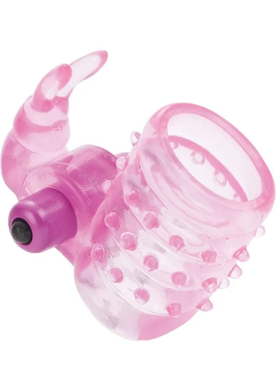 BasicEssentialsStretchyVibratingBunnyEnhancerCockRingwithClitoralStimulation