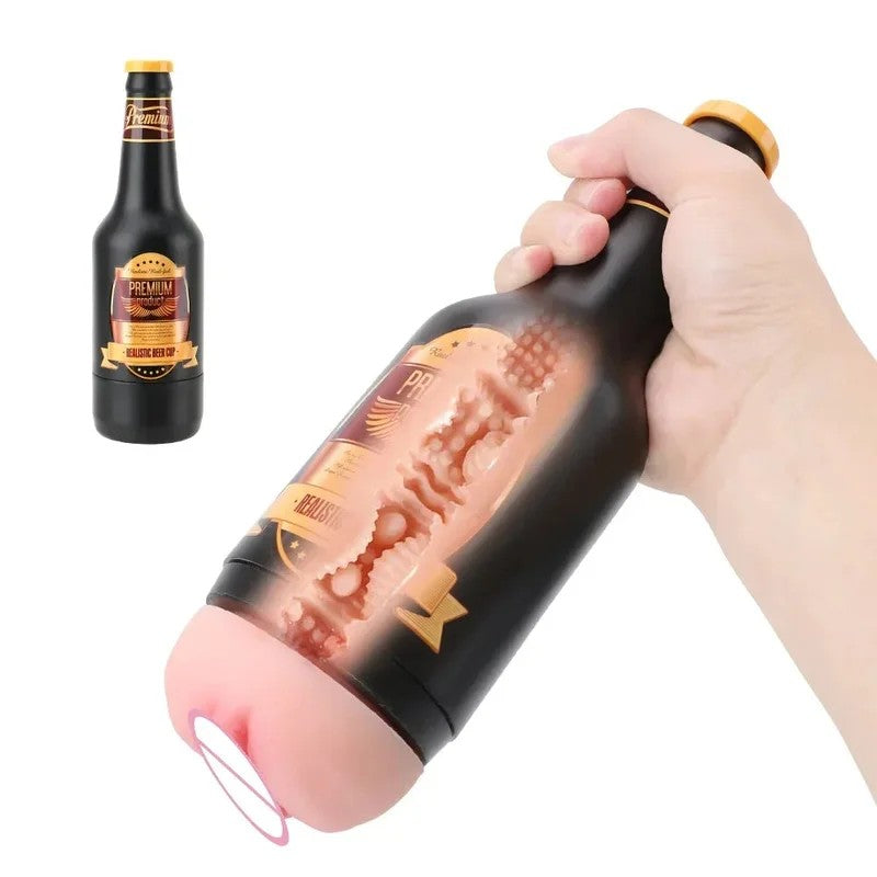 BeerBottleMenMasturbationCup–RealisticVaginaPocketPussyMaleSexToys