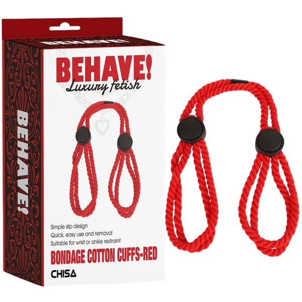 Behave!–BondageCottonCuffs(Red)