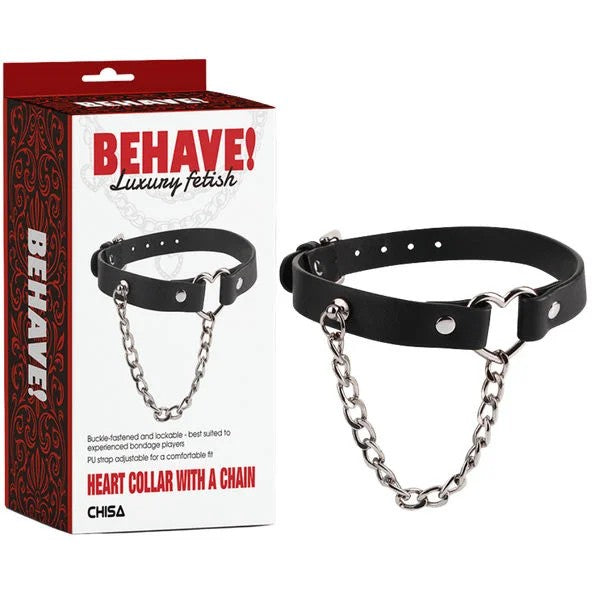 Behave!–HeartCollarWithChainAccent(Black)