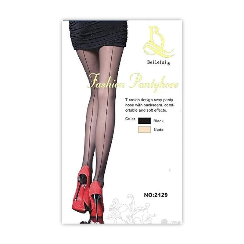 Beileisi–SheerPantyhoseWithBackseam–One-Size/OS(Black)
