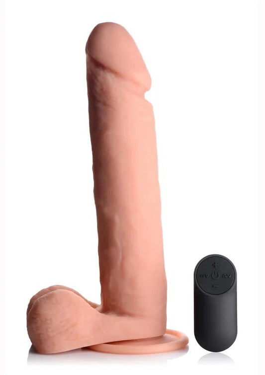 BigShotSiliconeVibratingRemoteControlRechargeableDildowithBalls