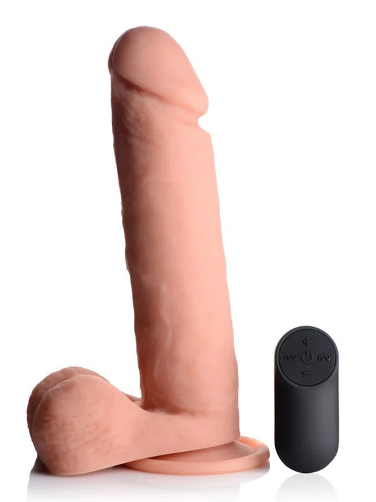 BigShotVibratingRemoteControlSiliconeDildowithBalls–9Inch