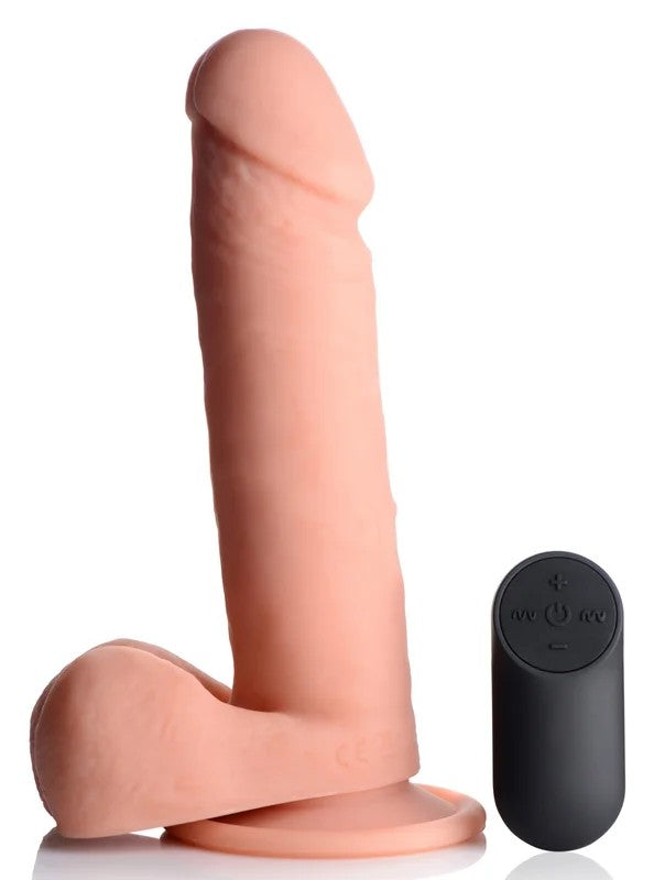 BigShotVibratingRemoteControlSiliconeDildowithBalls–8Inch