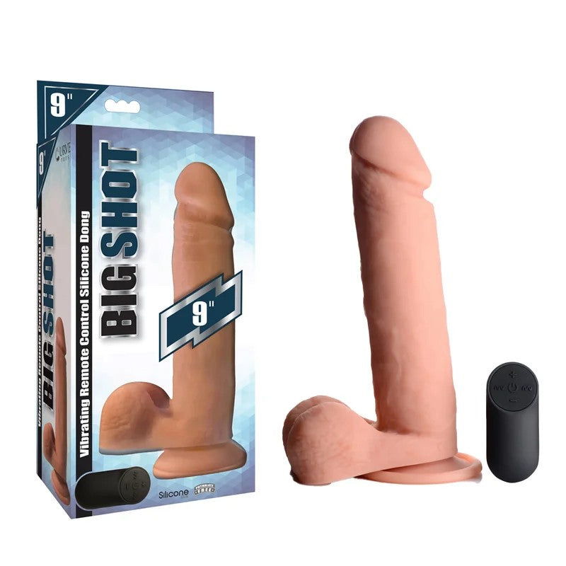 BigShotVibratingSiliconeDildowithBalls&RemoteControl