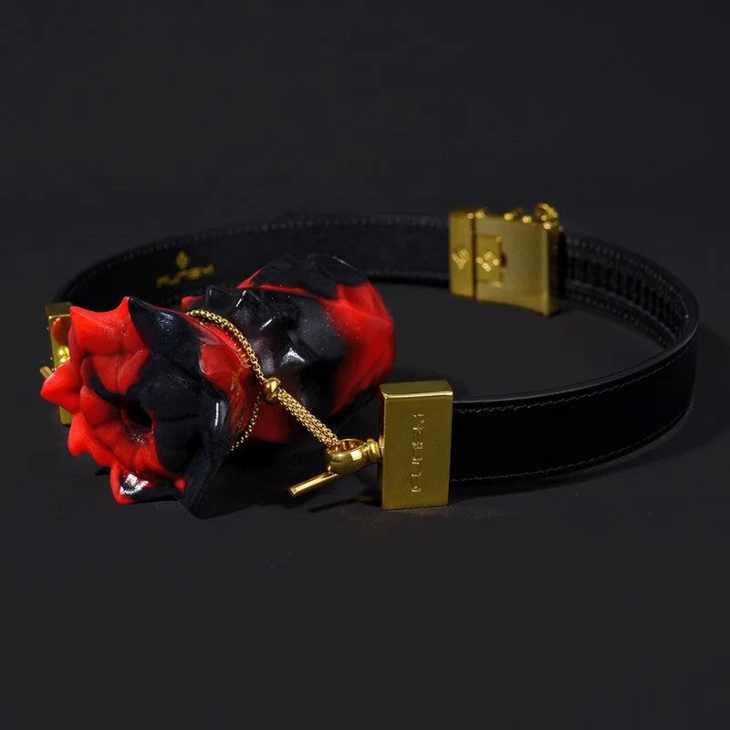 Black-RedSiliconeStraponFantasyBallGag–BondageFemaleKinkySexToysforWomen