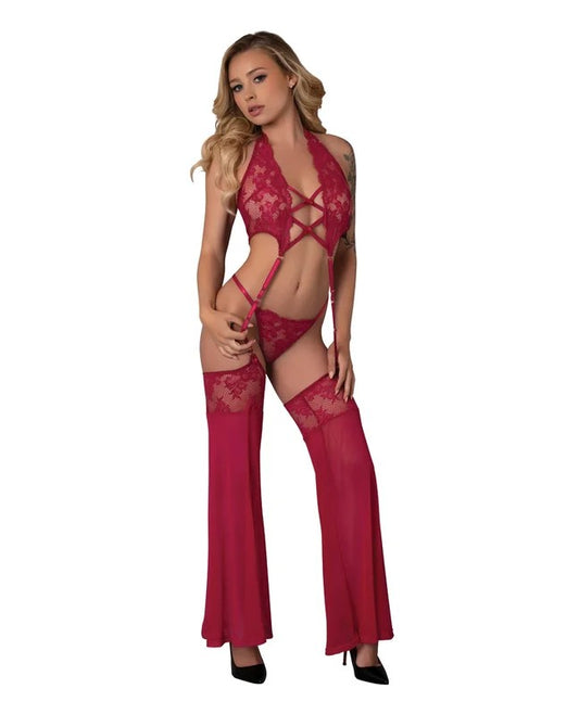 BlackCherryPlungeTopw/RemovableChaps&CheekyPantySet–RedL/XL