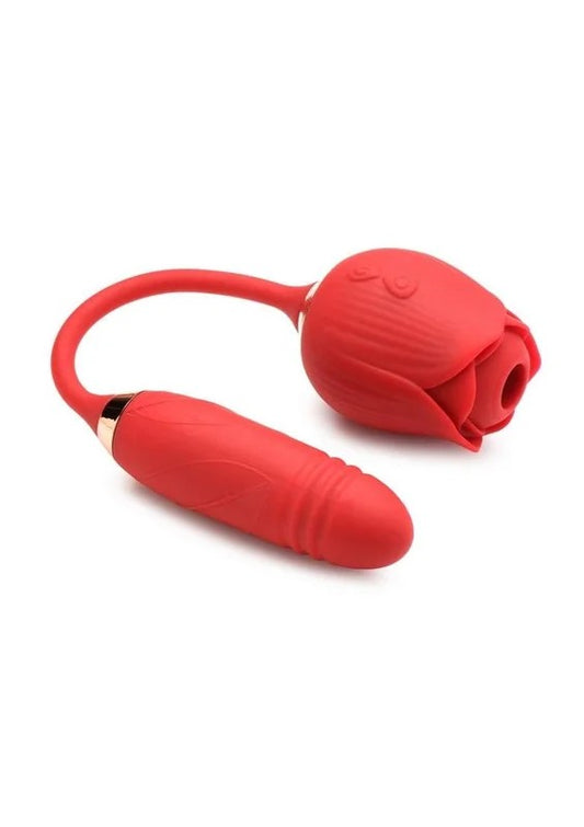 BloomgasmRompingRose10xRechargeableSiliconeSuctionRoseandThrustingVibrator