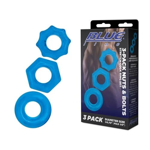 BlueLine–3-PackNuts&BoltsStretchCockRingSet(Blue)