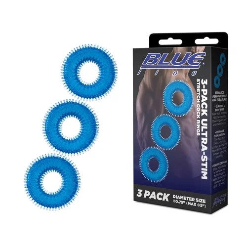 BlueLine–3-PackUltra-StimStretchCockRingSet(Blue)