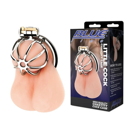 Blueline–StainlessSteelLittleCockChastityCage(ChromeSilver)