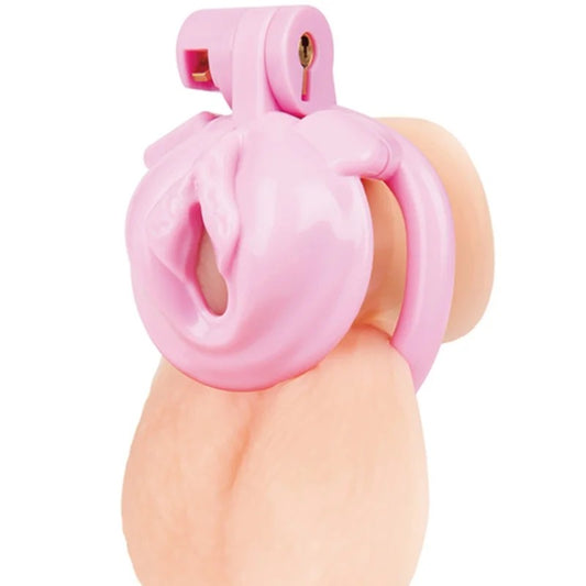 BlueLineBitchboyDegradingMiniBDSMChastityCageWithPussyShape