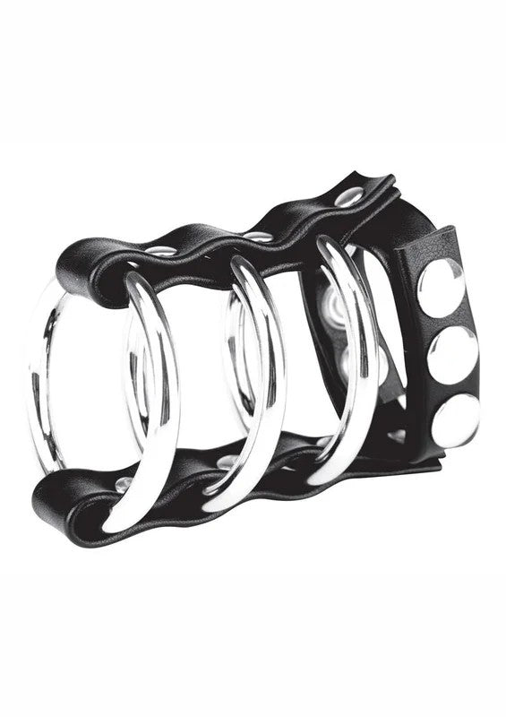BlueLineCandBGearTripleMetalCockRingwithAdjustableSnapBallStrap