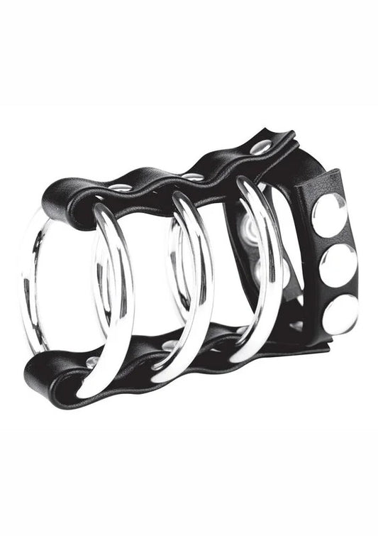 BlueLineCandBGearTripleMetalCockRingwithAdjustableSnapBallStrap