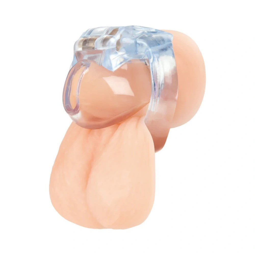 BlueLineSmallDickAcrylicMiniDiscreetChastityCageForBDSMPlay